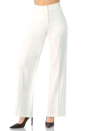 Ivonne Wide-Leg Straight Cotton Pants in White at Nordstrom, Size 14