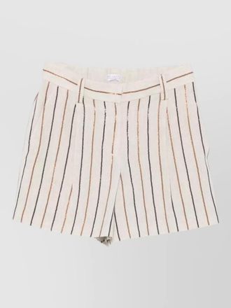 Brunello Cucinelli tailored linen shorts striped pattern