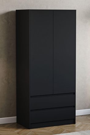 Home Discount Vida Designs Denver 2 Door Wardrobe With Drawers MDF in Black