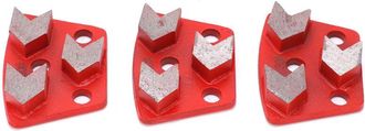 OEM Zapatos De Diamante Para Rectificado, 3 Piezas, Trapezoidales, Para Hormig&oacute;n, Corte Agresivo, 3 Dientes En Forma De Flecha, Rojos 30