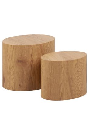 MID.YOU Mid.you Beistelltischset, Eichefarben, Holzwerkstoff, 2-teilig, oval, rund, Sockel, 48x40x33 cm, Wohnzimmer, Wohnzimmertische, Beistelltische
