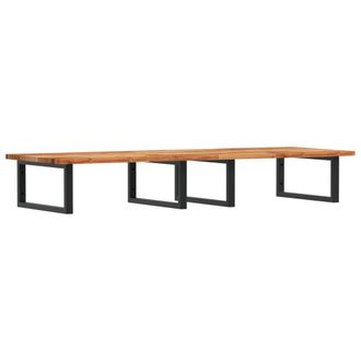 Berkfield Home Basin Shelf Wall Mounted Steel & Solid Wood Acacia in Brown