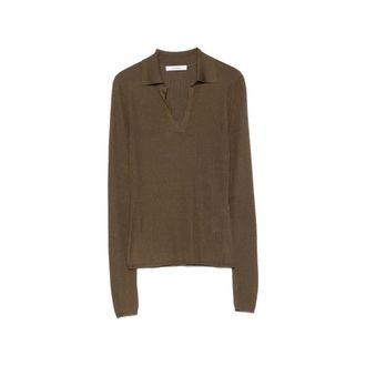 Max Mara Trui met V-hals - Dames - V-hals truien - Bruin - L - Truien & Vesten