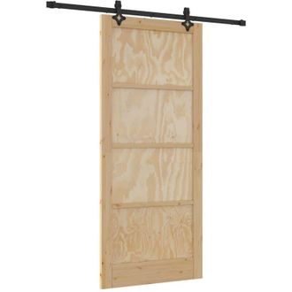 vidaXL Vidaxl - Puerta Corredera Manual Natural Y Negro 93 X 211 Cm
