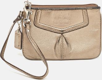 Coach Metallic Leather Zip Wristlet Clutch