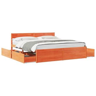 Berkfield Home Bed Frame Frame Wax Brown 180x200 cm Super King Solid Wood Pine