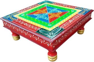 Wanderlust Deco Mesa auxiliar de madera pintado a mano