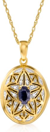 Ross-Simons Sapphire Locket Necklace With Diamond Accent in 18kt Gold Over Sterling