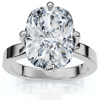 Pompeii3 Certified 4Ct Elongated Cushion Diamond Cigar Band Engagement Ring Lab Grown