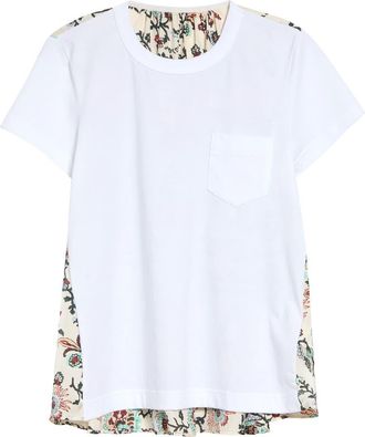 sacai Mixed Media T-Shirt in Ivory at Nordstrom, Size 4