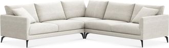 Castlery Lena L-Shaped Sectional Sofa Customized, Performance Linen Weave, Sand, Matte Black Legs, Spill Resistant, Removable Covers for Sofas, Castlery
