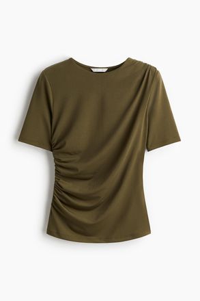 H&M Drapiertes Shirt - Dunkles Khakigr&uuml;n