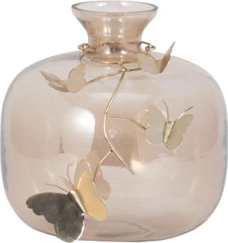 Sagebrook Home Glass 10In Vase With Butterfly Garland