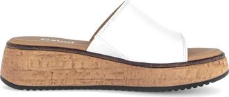 Gabor Comfortabele witte slide sandaal - Dames - Sleehakken - Wit - 43 EU - Leer - Schoenen