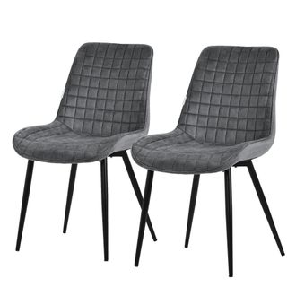 ML Design Set 2x Sillas De Comedor Antracita Con Respaldo, Asiento Ergon&oacute;mico Acolchado Tapizado De Terciopelo Con Patas De Metal Sill&oacute;n De Dise&ntilde;o Moderno Para 