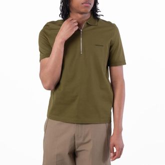 Ferragamo Embroidered Logo Zip Collar Polo, Size Small