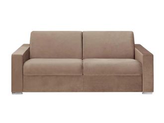Vente-Unique Vente-unique - Divano Letto 4 Posti Ribalta Doghe Larghe Letto 160cm Materasso 18cm Velluto Memory - Beige - Calito