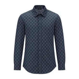 Gucci Camisa de Mezclilla de Algod&oacute;n GG Chambray - Shirts - Hombre - Azul - L