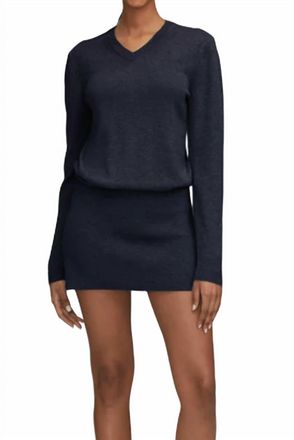 Brandon Maxwell Celina Sweater Dress In Navy