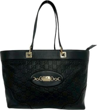 Gucci Pre-owned Leren Tote Bag - Dames - Vintage Shopper - Zwart - ONE Size - Leer - Vintage