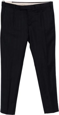 Pantaloni Torino Broeken, Heren, Blauw, L, Wol, Blauwe Streep Wolmix Geplooide Broek