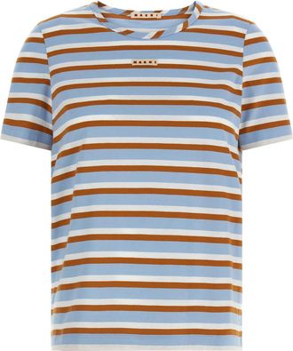 Marni Multicolour Crew Neck Logo Stripes T-shirt