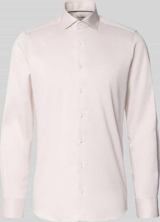 Olymp Level 5 Slim Fit Business-Hemd in unifarbenem Design mit Kentkragen in Beige, Gr&ouml;&szlig;e 38