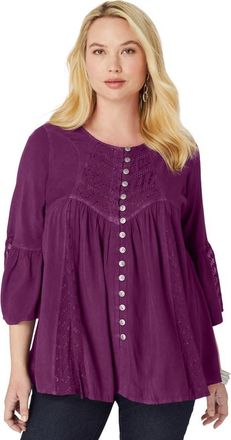 Roaman's Taylor Acid Wash Big Shirt in Dark Berry at Nordstrom, Size 28
