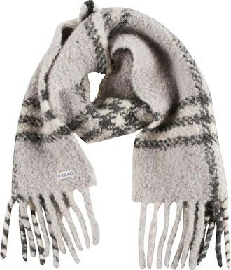 Burberry Check Alpaca Wool Blend Boucl&eacute; Sjaal - Dames - Wintersjaals - Grijs - ONE Size - Wol - Accessoires
