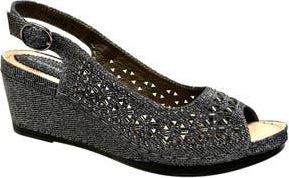 Ninety Union Anita Crystal Embellished Slingback Wedge Sandal in Pewter at Nordstrom Rack, Size 10