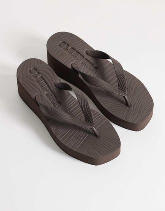 Sleepers Infradito marroni con plateau alto-Marrone