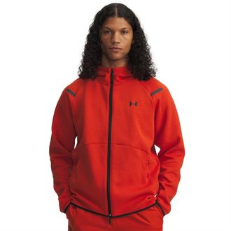 Under Armour Mens Unstoppable Hooded Ribbed Cuff Sweat Jacket in Surplus Orange - Size X-Large