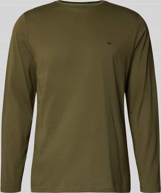 Fynch-Hatton Fynch-Hatton Longsleeve mit Rundhalsausschnitt und Logo in Oliv, Gr&ouml;&szlig;e XXXL