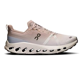 On Womens Cloudsurfer Trail Waterproof Sneaker In Desert/ Wolf
