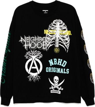 Neighborhood graphic-print T-shirt - men - Cotton - M - Black