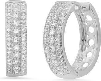 HMY Jewelry Simulated Diamond Hoop Earrings in Metallic at Nordstrom Rack