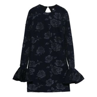Rotate ROTATE Birger Christensen, Short Dresses, female, Blue, Size: XS Jacquard Mini Dress