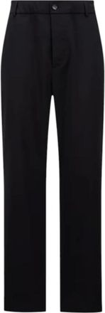 Moncler Broeken, Heren, Blauw, L, Wol, Marineblauwe Wol Gabardine Tailored Broek