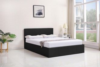 Kosy Koala Ottoman Bed Gas Lift Storage Leather Black 3ft Single with 1 Mattress Leather Pine Wood Bedroom