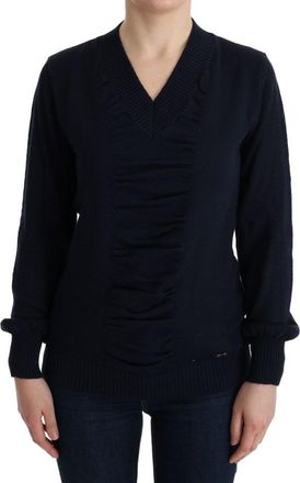 Costume National Blue V-Neck Lightweight Jumper Womens Sweater