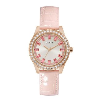 Guess Glinsterende Roze Horloge - Dames - Horloges - Roze - ONE Size - Leer - Accessoires