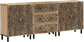 vidaXL Aparador 3 Piezas Madera Maciza De Mango 60x33x75 Cm Vidaxl