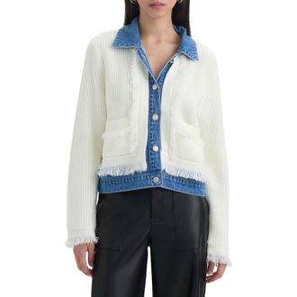 NVLT Denim Collar Cardigan in Marshmallow at Nordstrom Rack, Size X-Large