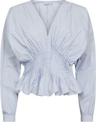 Copenhagen Muse Dames, Blouses & Shirts, Blauw, Maat: XS Katoen