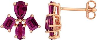 Rina Limor Silver 2.44 Ct. Tw. Rhodolite Floral Drop Earrings