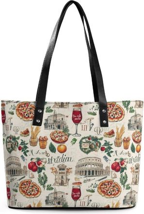 Generic Italy Pizza European Italian Food Tote Bags for Women Cute Shoulder Purses Handbags