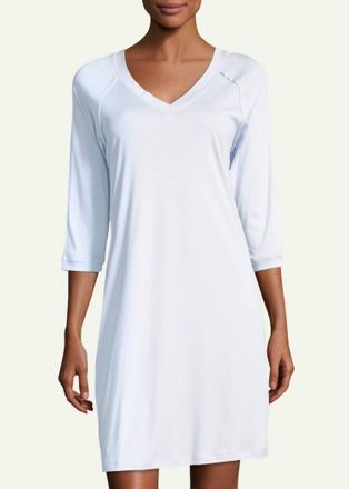 Hanro Pure Essence 3/4 Sleeve Nightgown In Blue Glow