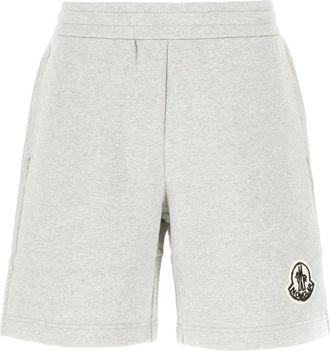 Moncler Korte Broeken, Heren, Grijs, M, Katoen, Logo Patch Bermuda Shorts