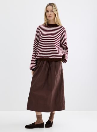 Contemporaine Womens Contrasting trim striped fluffy sweater Exclusive collection from Italy