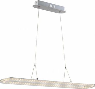 Globo Lighting Lampada a sospensione, lampada da tavolo da pranzo, lampada a sospensione, plafoniera led cromata, 18W 1260lm 3000K, AxLxP 120x80x15 cm